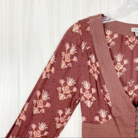 Ecote | Boho Burgundy Floral Romper Size Small - Picture 3 of 5